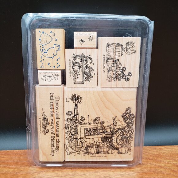 Stampin’ Up! Times and Seasons 1999 Set of 6 + Bonus Wood-Mounted Rubber Stamp - Picture 1 of 6